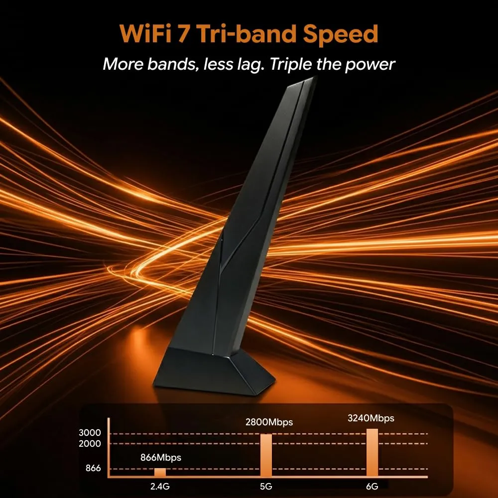 WiFi 7 Antenna with Magnetic Base for Desktop PC Motherboards view 2